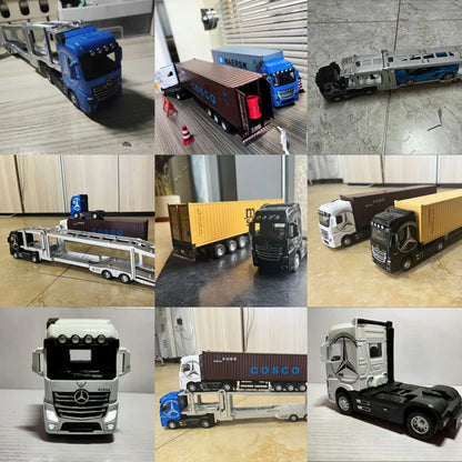 1:50 Large Diecast Alloy Truck Model – Pull-Back Sound & Light Container Transport Vehicle Toy for Boys’ Gifts
