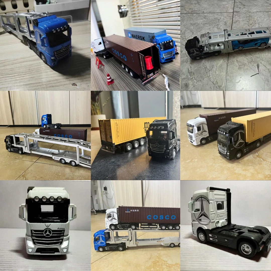 1:50 Large Diecast Alloy Truck Model – Pull-Back Container Toy with Sound & Light for Boys’ Gifts