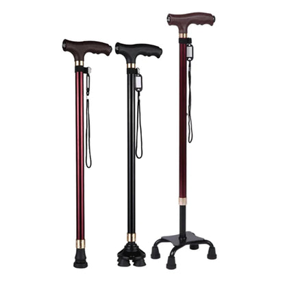 Non-Slip Retractable Walking Cane for Elderly – Aluminum Alloy Multifunctional Stick with LED Light for Seniors