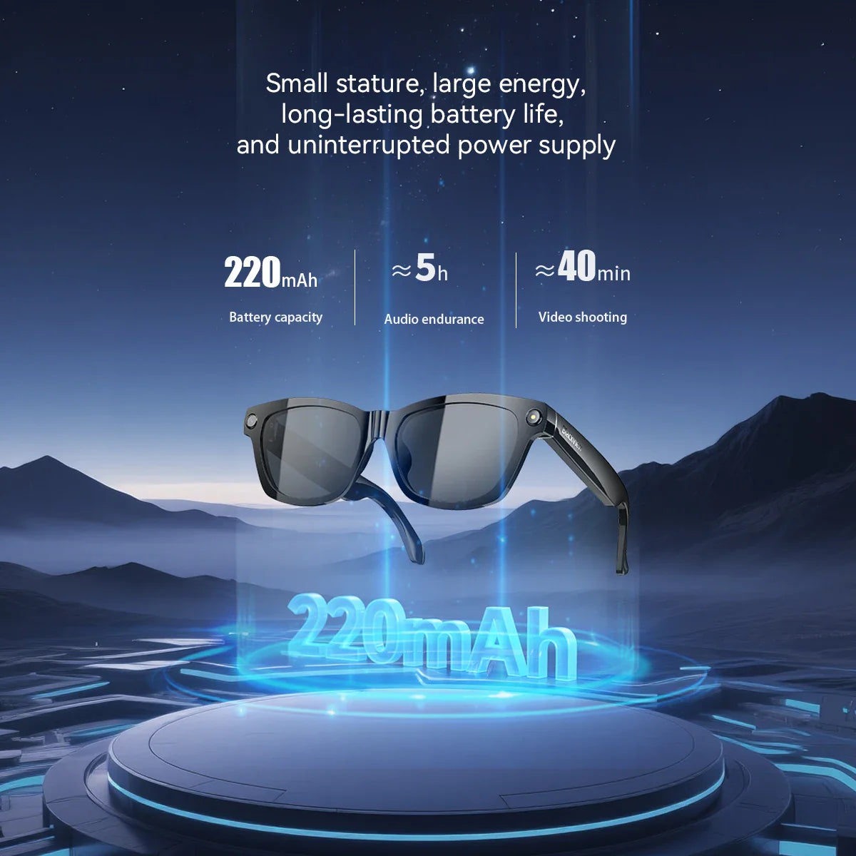 Blackview BV100 Smart Glasses — HD Camera, Bluetooth 5.4, 220mAh Battery, Stereo Bass Speakers, Noise-Cancelling Mic, Wear Detection