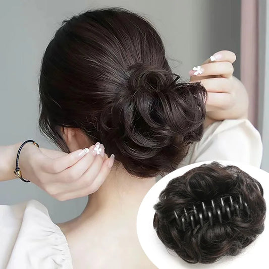 Sunslymei Synthetic Hair Bun Clip-in – Curly Messy Chignon Ponytail Hairpiece Scrunchie Extensions for Women