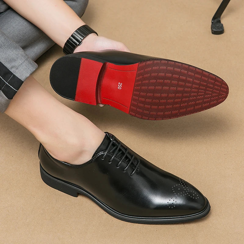 Luxury Men’s Leather Oxford Dress Shoes – High-Quality Gentleman Wedding & Office Shoes 2024