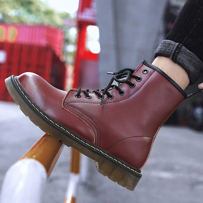 Men's Genuine Leather Six-Hole Boots – Classic British Style Riding Ankle Boots for Outdoor Wear, Size 35-48