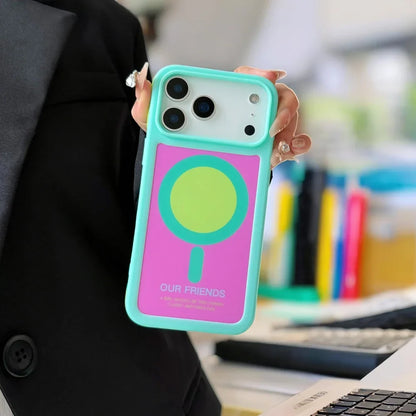 Color Clash Magnetic iPhone Case – Shockproof Bumper Cover for iPhone 13 to 17 Pro Max, Trendy Dopamine Style
