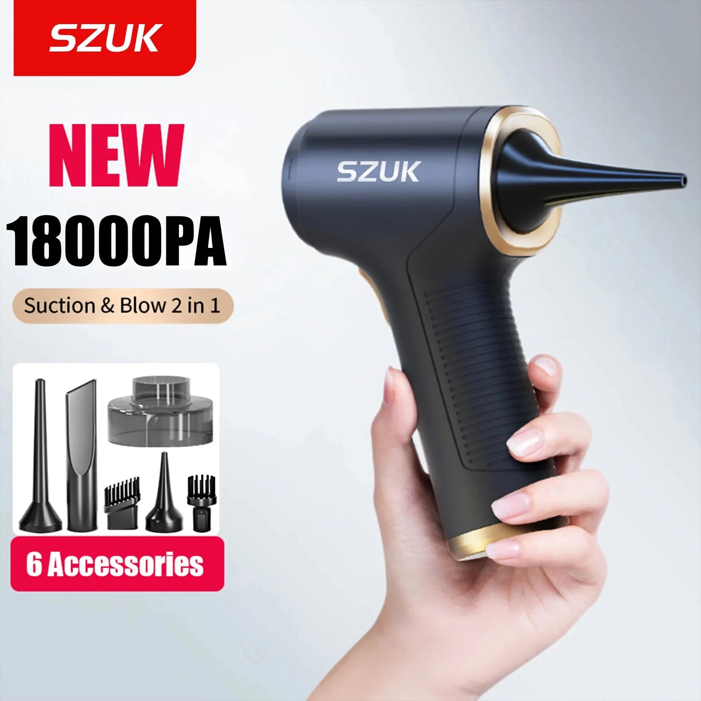 SZUK 18000PA Mini Portable Wireless Car Vacuum Cleaner – Powerful Handheld Cleaning Machine