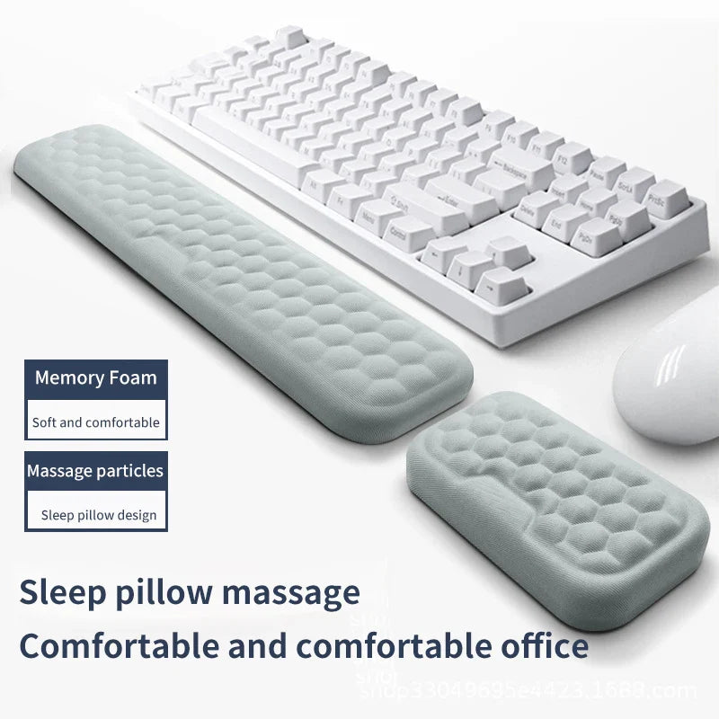 Ergonomic Keyboard Mouse Wrist Rest - Office Typing Protection, Memory Foam Mouse Pad for Computer, Laptop Desk Mat
