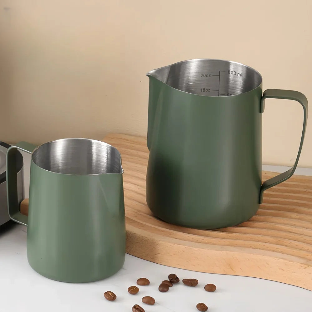 350/600ML Stainless Steel Coffee Milk Frothing Pitcher – Precise Scale Latte Jug for Barista & Professional Cafe Use