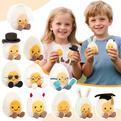 Lovely Soft Boiled Egg Cat Toy – Creative Pet Doll, Happy Smile Plush for Home, Holiday & Kids Gift
