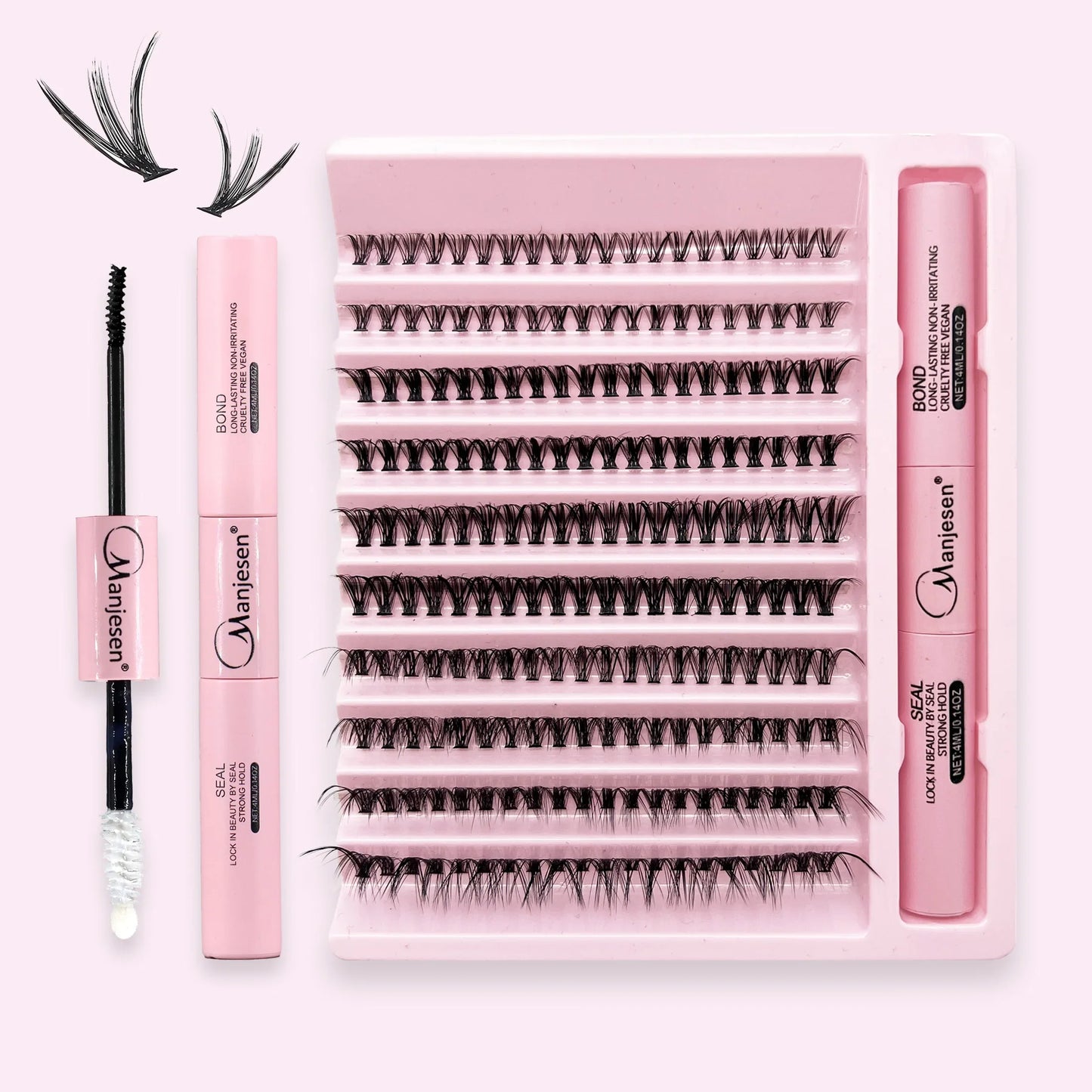200 PCS Eyelash Clusters Kit – Lash Bond & Seal, DIY Lash Extension Tools & Glue Accessories