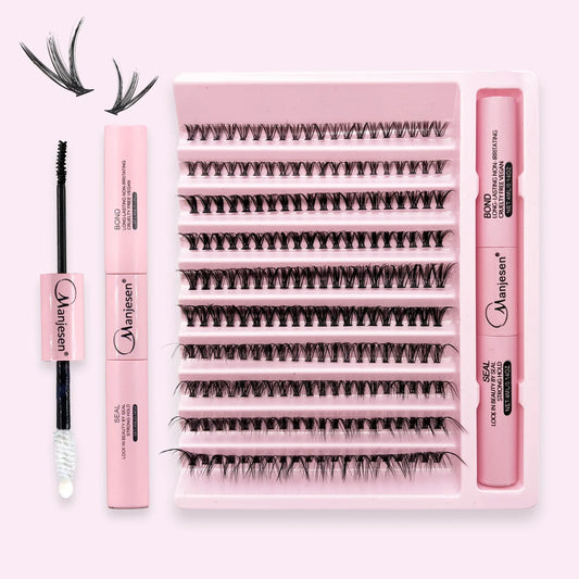 200 PCS Eyelash Clusters Kit – Lash Bond & Seal, DIY Lash Extension Tools & Glue Accessories