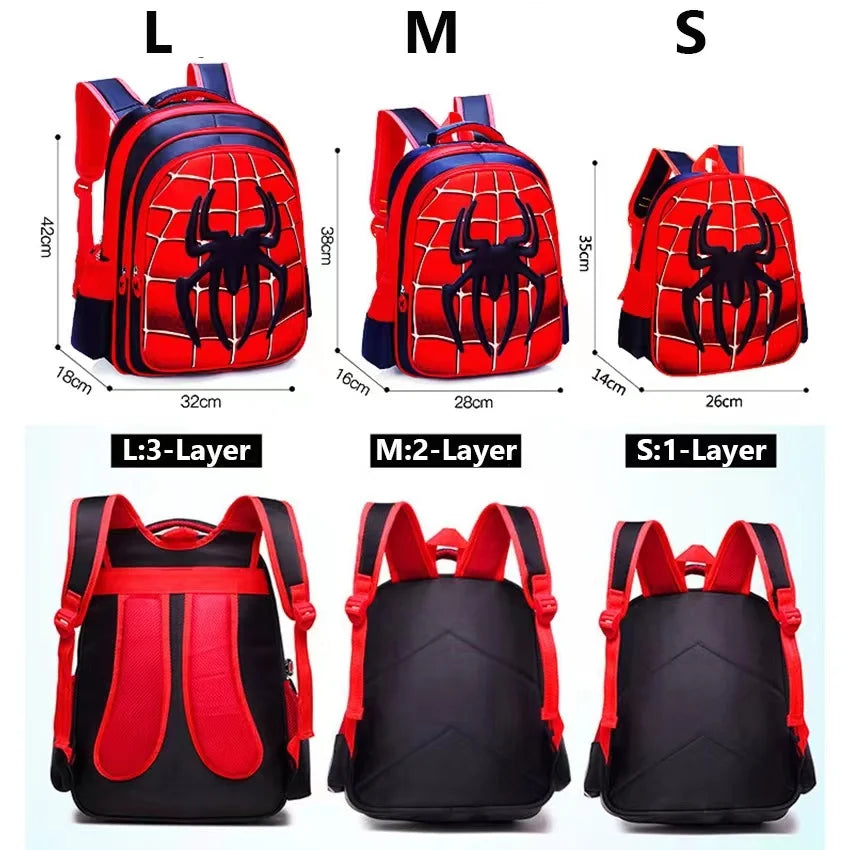3D Cartoon Spider Schoolbag Set - Cute Boys' Backpack with Shoulder Bag for Kids