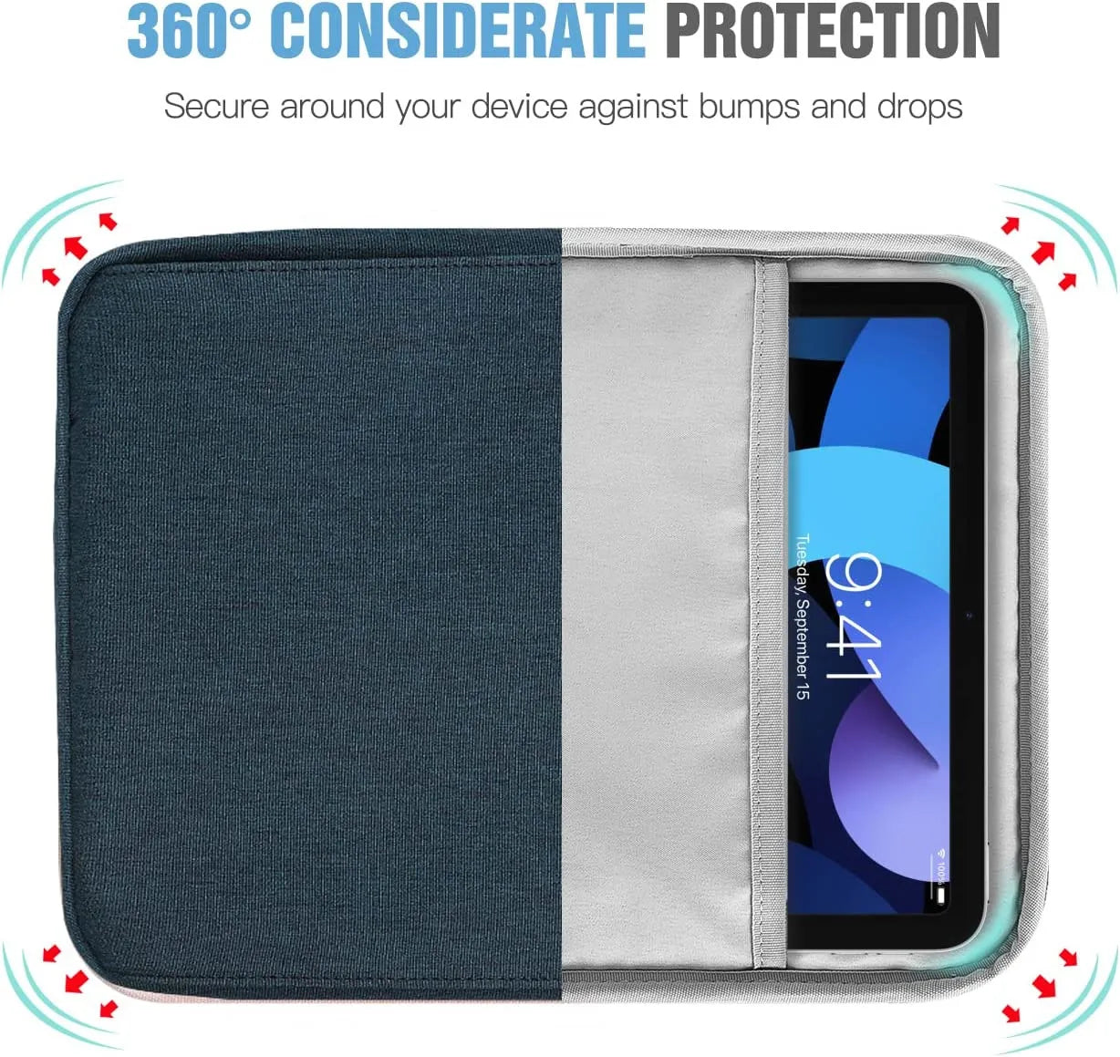 Tablet Sleeve Bag for iPad Pro, Air, and Generation Models: 12.9", 11", 10.9", 10.2" - Protective Pouch for 2021/2022 Tablets