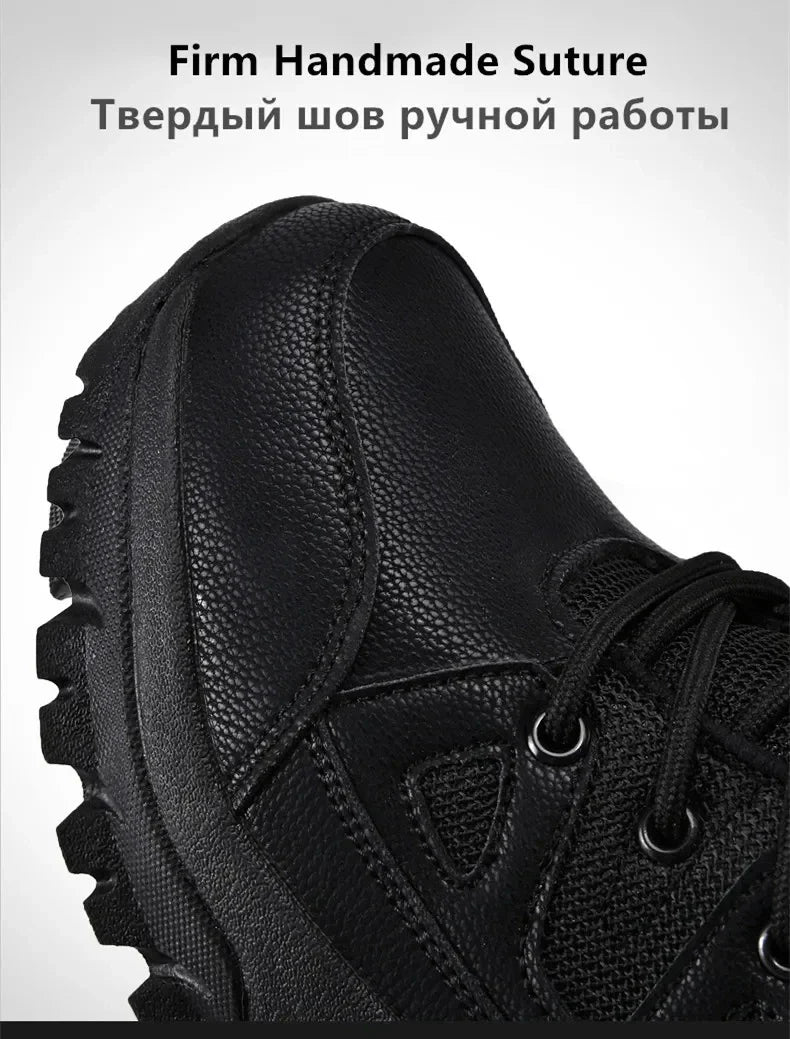 Men's Warm Plush Snow Boots - Lace Up Waterproof High Top, Anti-Slip Winter Boots for Casual & Work Wear