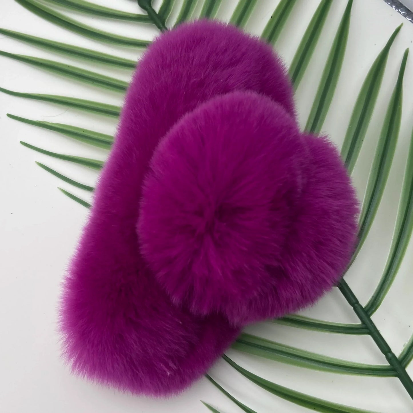 Winter Fuzzy Hair Claw for Women – Warm Fluffy Natural Rex Rabbit Fur Hair Clip, Elegant Fashion Party Accessory