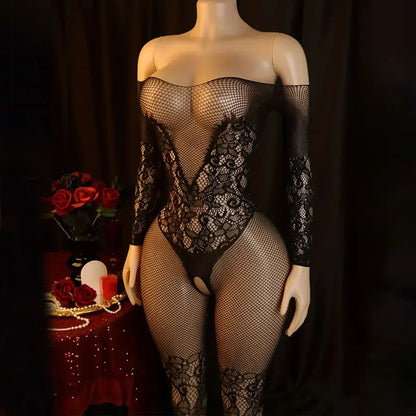 Crotchless Lingerie Bodystocking - Sexy Open Chest Sheer Women’s Erotic Underwear Bodysuit