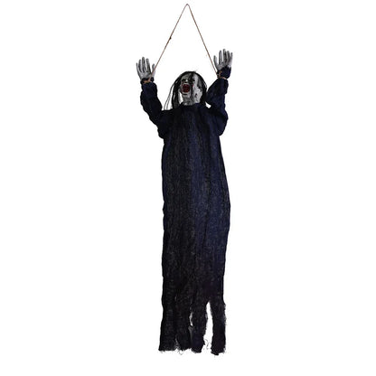 Halloween Hanging Ghost Decoration — Movable Skeleton Horror Prop with Long Hair for Haunted House and Bar 2025