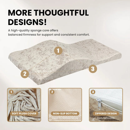 Lash Mattress and Cover – Wave Memory Foam Beauty Salon Lash Bed, Curved Topper for Eyelash Foam Spa