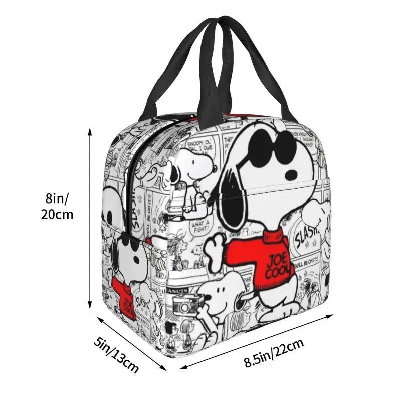 Custom Cute Snoopy Cartoon Insulated Lunch Tote Bag – Portable Thermal Cooler for Women, Work, School & Travel