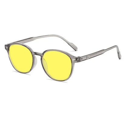 Round Frame Yellow Lens Night Vision Glasses — Ultralight Blue Light Blocking Eyewear for Men & Women, Eye Protection for Driving