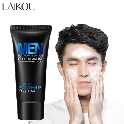 LAIKOU Men’s Facial Cleanser – Moisturizing Face Wash for Oil Control, Blackhead Removal & Deep Skin Nourishing Skincare