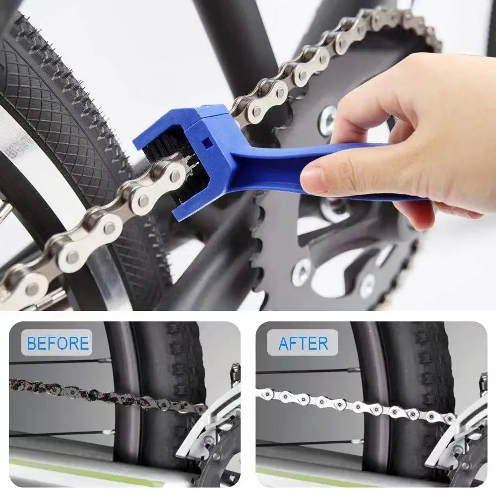 Motorcycle Chain Brush Cleaner — Plastic Bike & Moto Scrubber, Outdoor Chain Cleaning Tool for Road & Maintenance