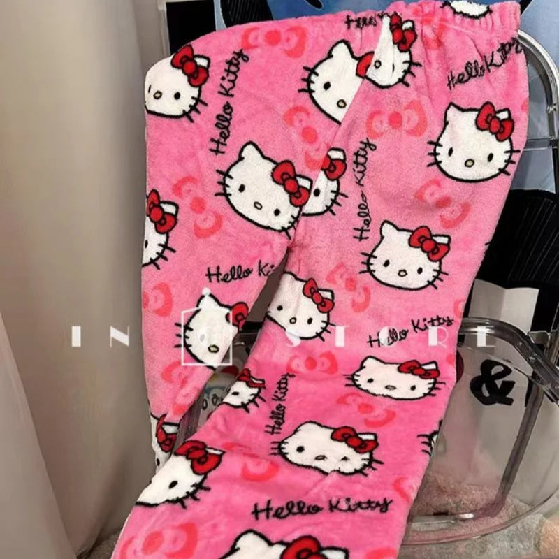 Y2K Hello Kitty Pajama Pants – Sanrio Anime Women’s Cartoon Sleepwear, Fashionable Home Leisure Trousers