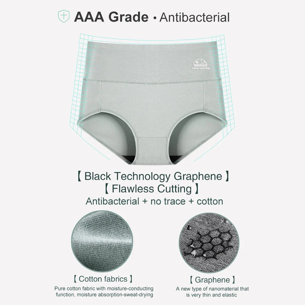 5-Pack Women’s High Waist Cotton Underwear – Tummy Control & Butt Lift, Breathable Antibacterial Comfort, No Ride-Up