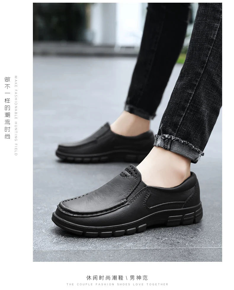 Chef Shoes for Men – Anti-Slip, Oil-Resistant Leather Work Shoes, Plus Size Business Casual with Soft Sole & Comfort