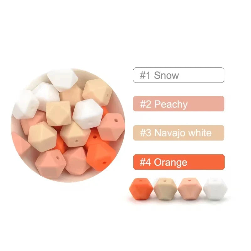 LOFCA 10PCS Hexagon Silicone Beads (14mm/17mm) – DIY Jewelry Making & Pacifier Chain Accessories Bulk Set
