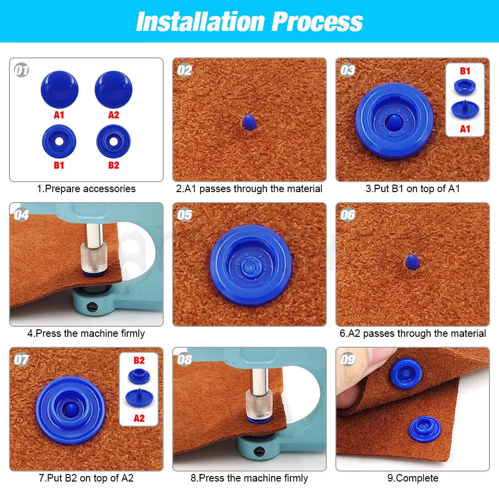 Plastic Snap Fastener Pliers Kit T5 – Resin Button Press Tool Set for DIY Sewing, Clothing & Handbags