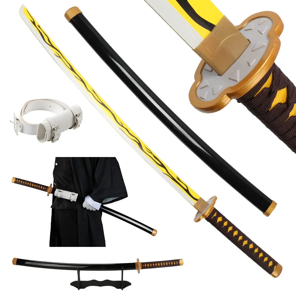 41" Demon Slayer Tanjiro Katana Sword – Samurai Cosplay Prop with Belt & Holder for Halloween Decoration