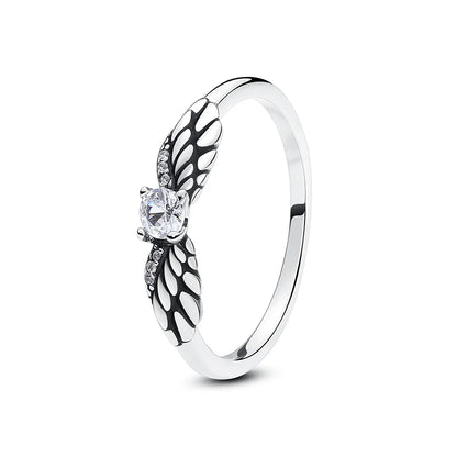 925 Sterling Silver Women’s Ring – Crown, Heart & Wishbone Design with Crystal, Rose Gold Engagement & Wedding Jewelry