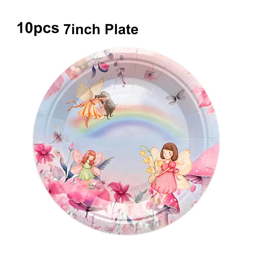 Pink Butterfly Fairy Party Tableware Set – Disposable Plates, Cups & Napkins for Birthday, Wedding & Baby Shower Decor