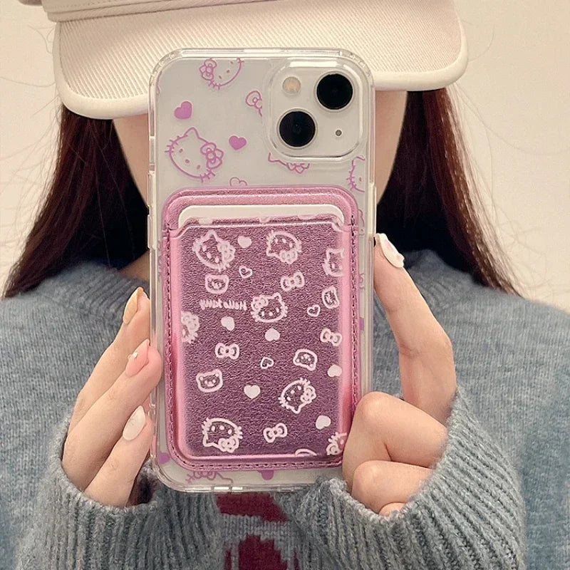 Hello Kitty MagSafe Wallet Case for iPhone 12–16 Pro Max – Cute Sanrio Magnetic Holder with Wireless Charging & Hard Cover