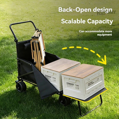 Foldable Outdoor Camping Trolley - Portable Beach Cart Push Chair & Utility Trailer for Outdoor Activities