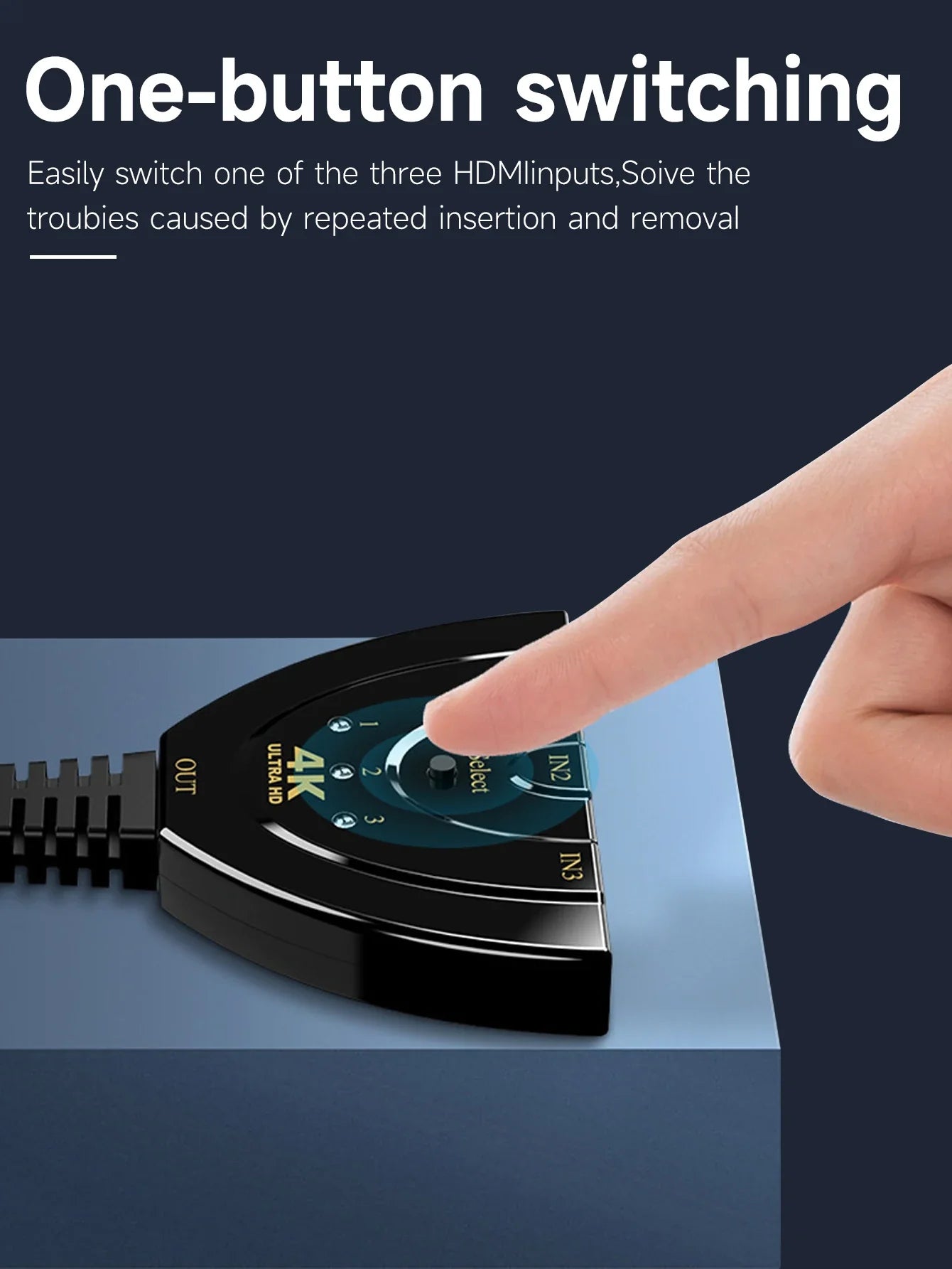 3-Port HDMI KVM Switch 1080P – 3 Input 1 Output Video Splitter Hub for HDTV, DVD, Xbox, PS3 & PS4