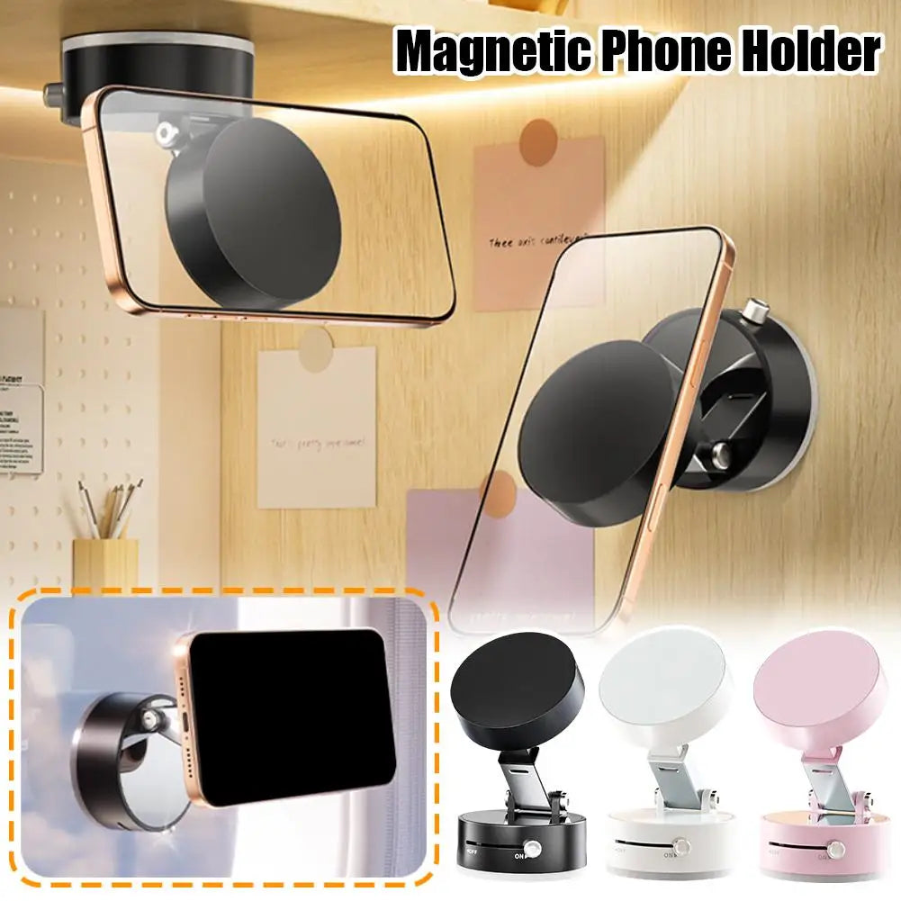 Vacuum Adsorption Magnetic Phone Mount – Double-Sided Hands-Free Magnetic Holder for Car, Gym, Mirror, Smooth Surfaces