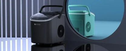 Ecozy Portable Countertop Ice Maker - Makes 9 Ice Cubes in 6 Minutes, Includes Ice Bags, Scoop & Basket for Kitchen