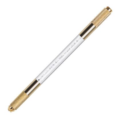 Manual Double-Ended Crystal Acrylic Microblading Pen – Permanent Makeup Eyebrow Tattoo Tool for Flat & Round Needles