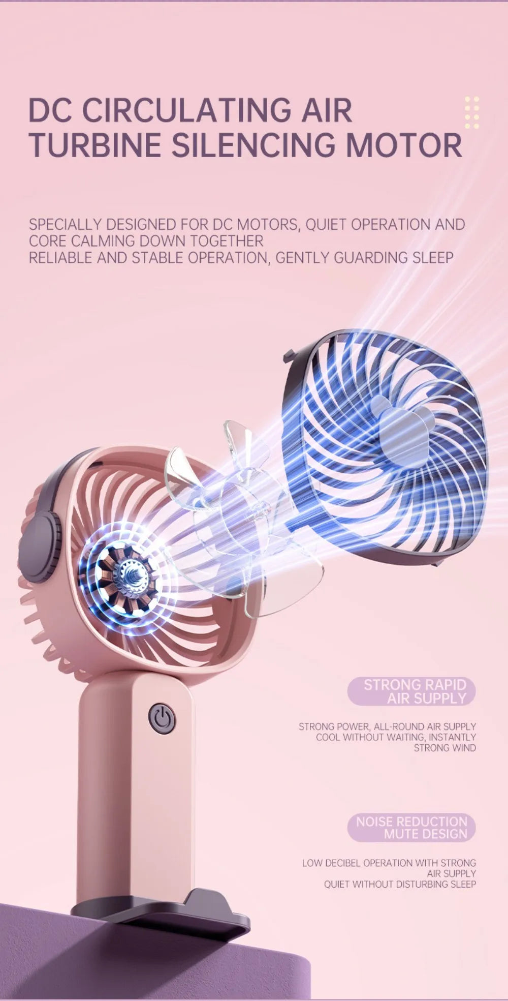 Portable Mini USB Fan – Handheld & Desktop Fan with Phone Holder, 3-Speed Adjustable Wind, Long Battery Life, Multi-Function Cooling Fan