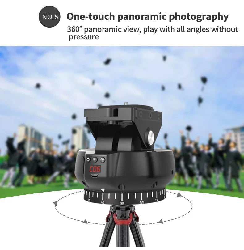 Desiontal YT-1200 Rotation Panoramic Remote Control - Pan Tilt Motorized Tripod Electric Head for Phones & Cameras