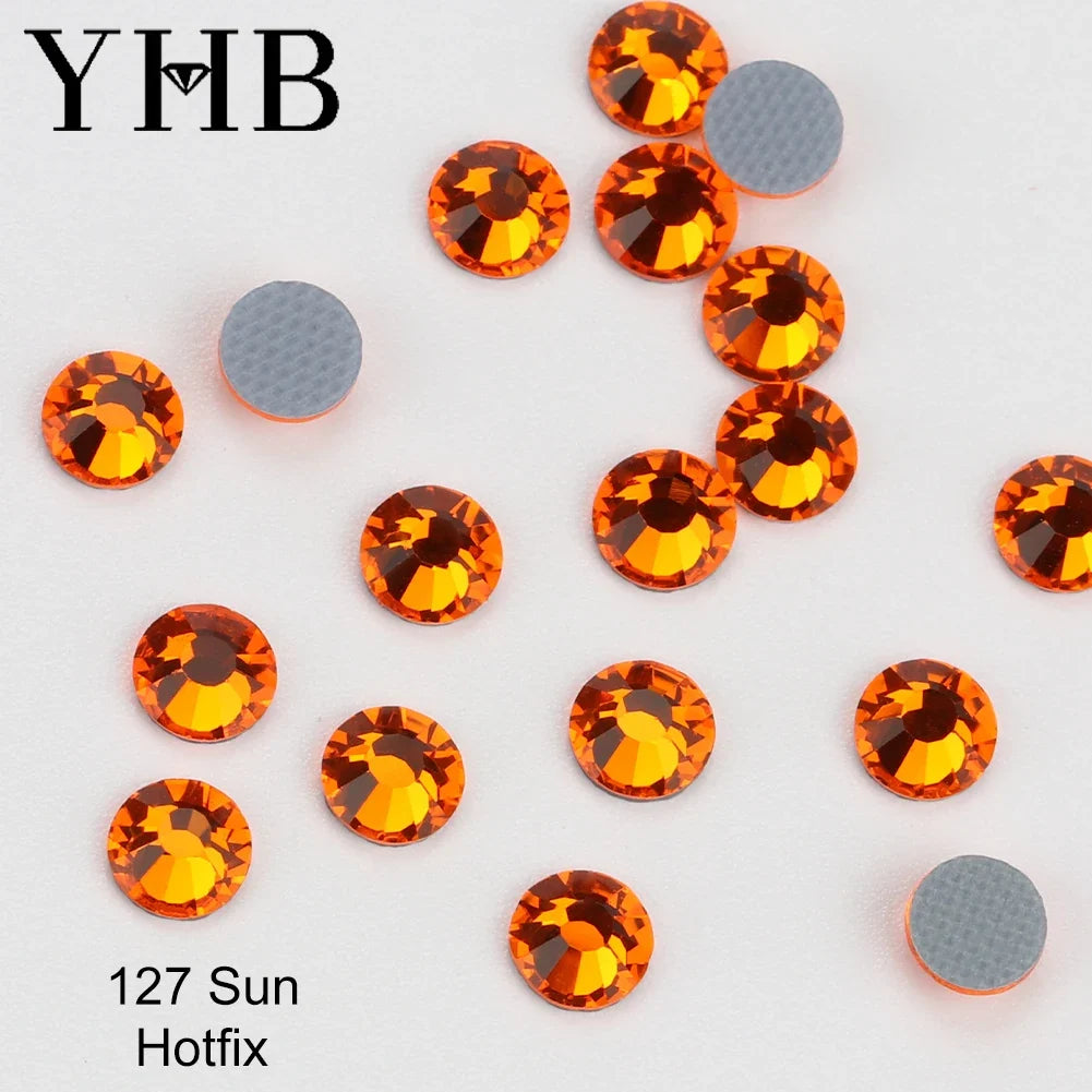 YHB 101-127 Hotfix Crystal Rhinestones - Glitter Glass Flatback Gems for Bags, Shoes, Garments, Phone & Nail Art DIY