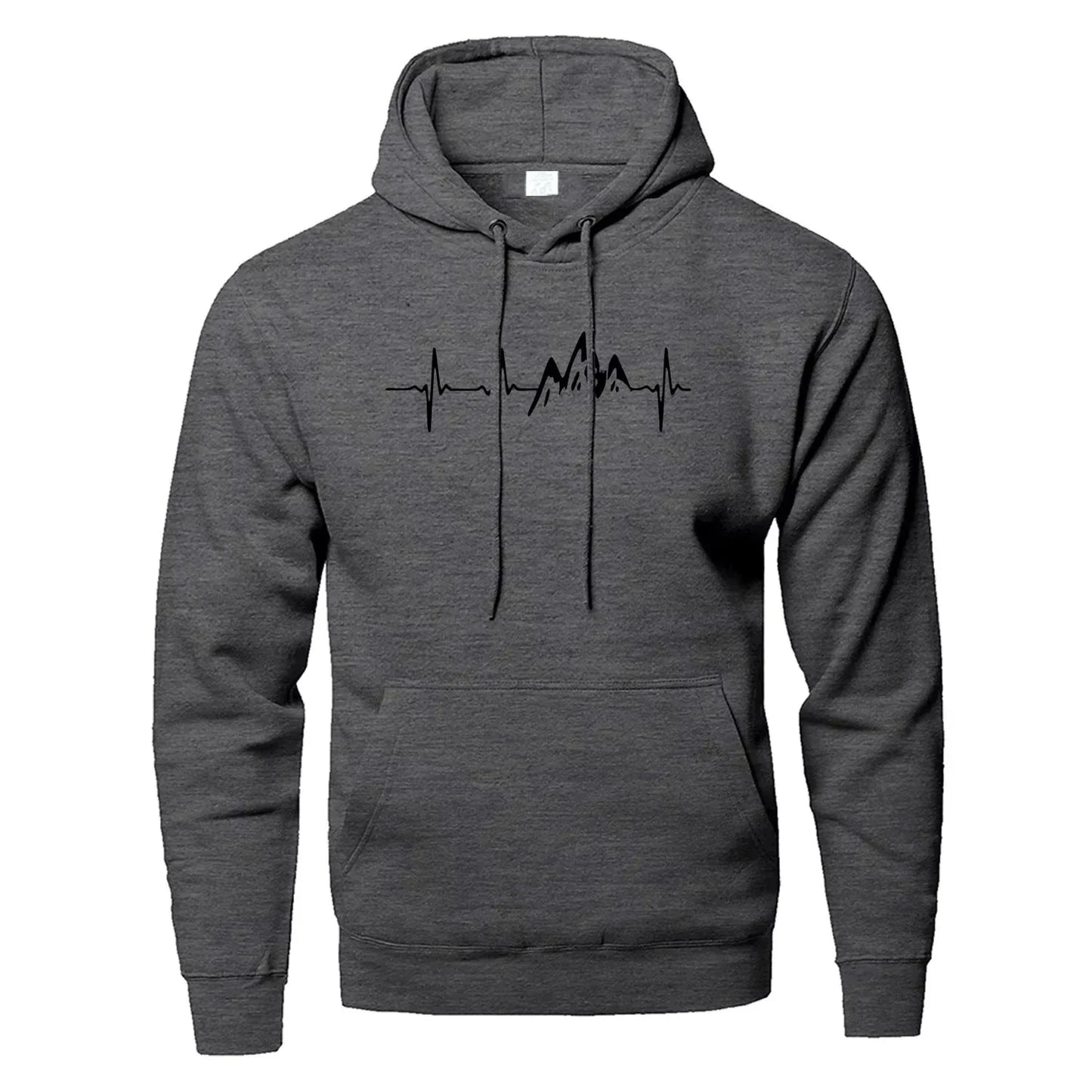 Mountain Heartbeat Hoodie – Teen Sweatshirt, Autumn Long Sleeve Hooded Sportswear in Black & Gray