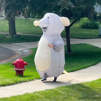 Adult Big Gray Rat Inflatable Costume – Mouse Cosplay Suit for Halloween & Party, Novel Animal Inflatable Prop