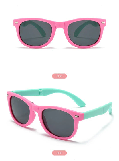 WarBlade Foldable Kids Sunglasses – Polarized UV400 Flexible Square Shades for Boys & Girls
