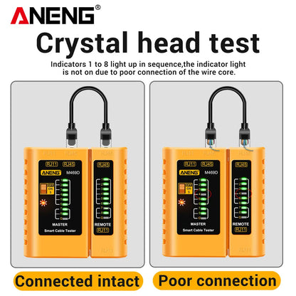 Professional Network Cable Tester M469D — RJ45/RJ11/RJ12 CAT5 UTP LAN Analyzer for Networking & Repair