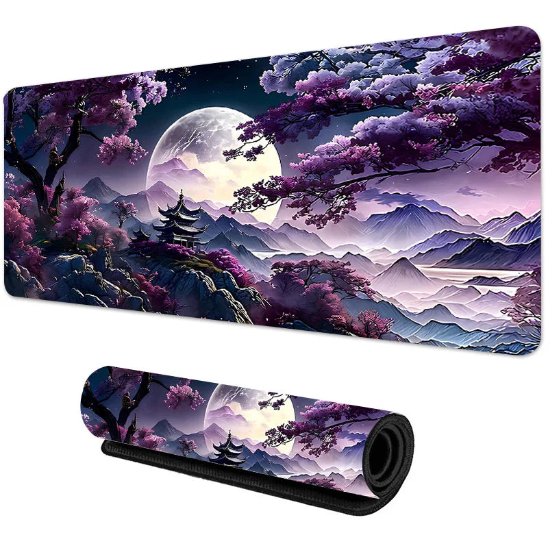 Sakura Scenery Large Anti-Slip Rubber Gaming Mouse Pad – Durable Thick Seam Edge Desk Mat for Office & Gaming