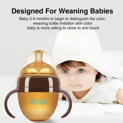 150ML/250ML Portable Baby Bottle – Silicone Feeding Bottle with Handle, Drop-Resistant & BPA Free for Newborns
