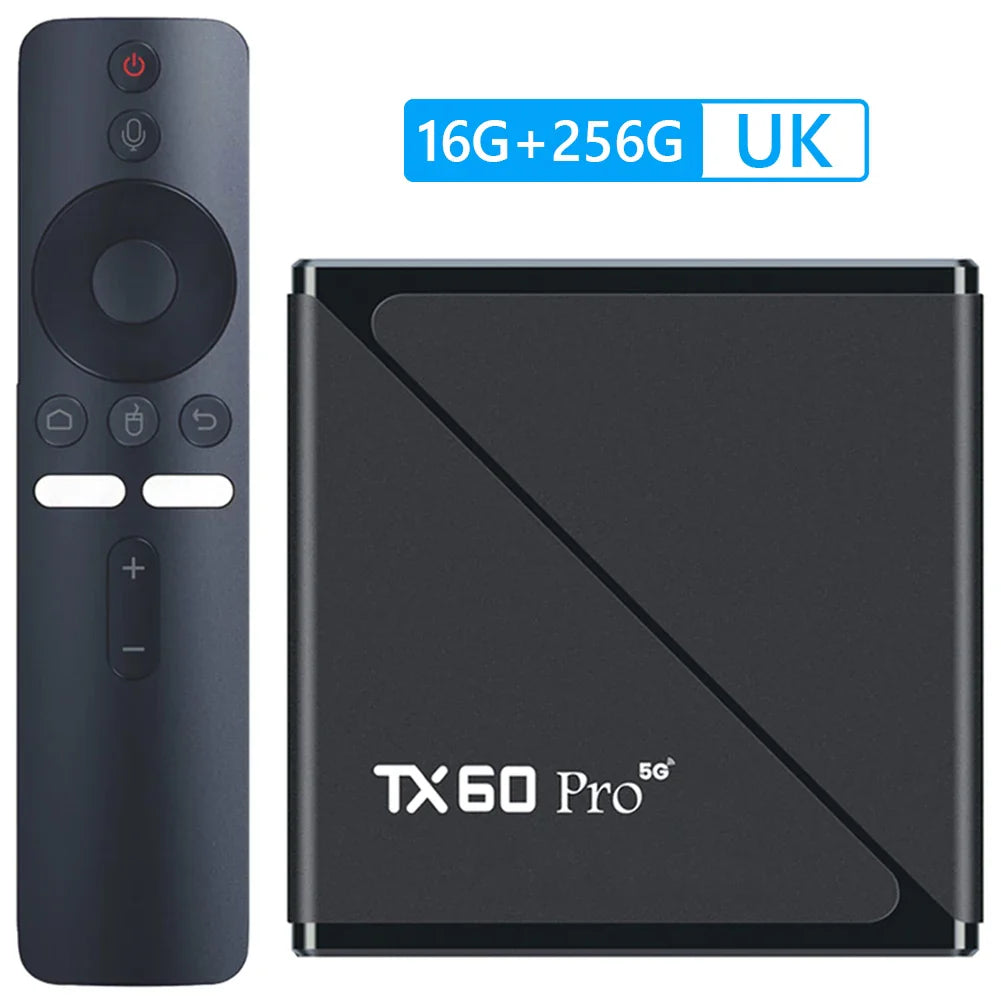 Android 16 Smart TV Box — Allwinner H313 Quad-Core, Dual WiFi 2.4G/5G, 14K Media Player with Voice Remote (16G/256G)