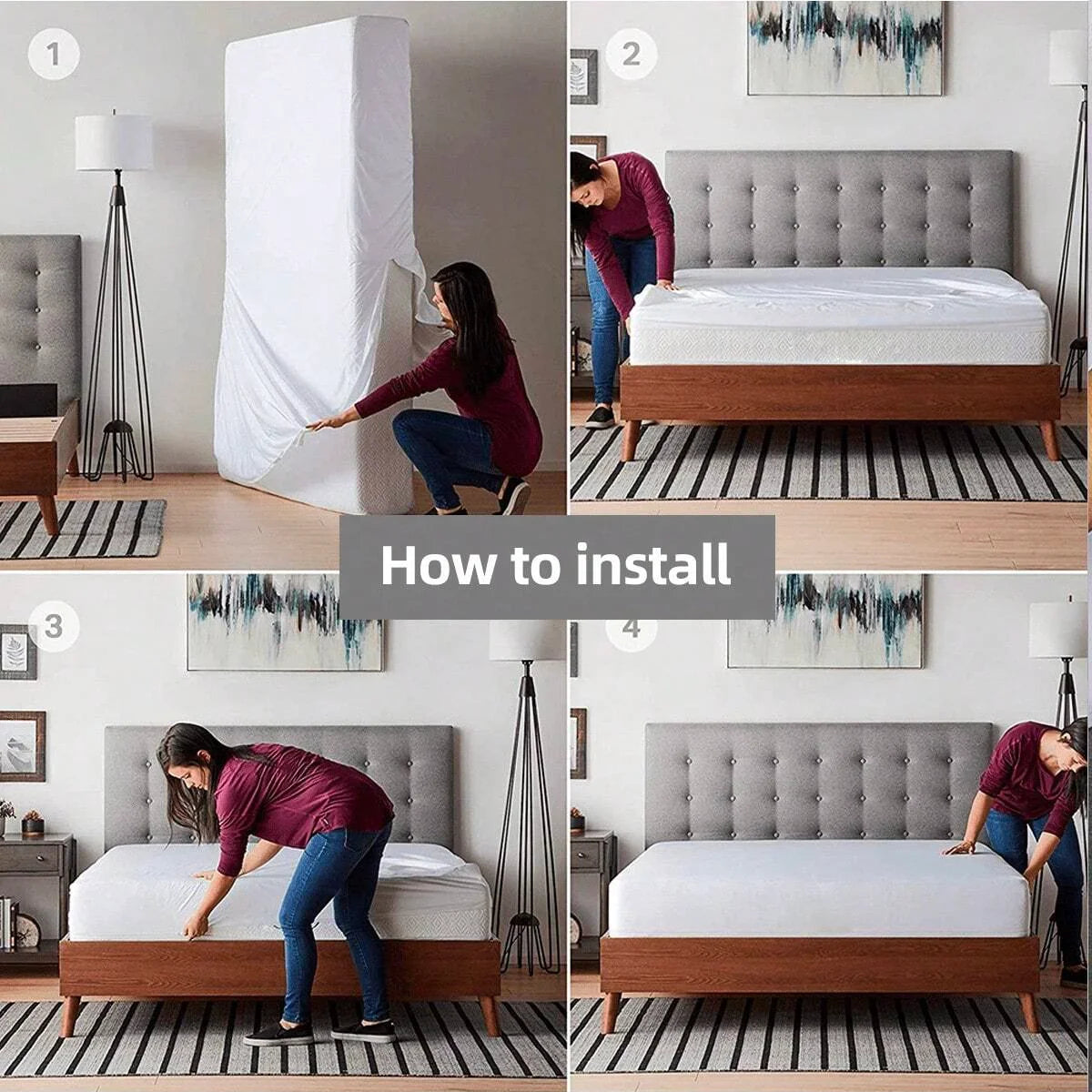 Waterproof Mattress Protector with Zipper - Soft, Breathable & Noiseless Cover for Single, Double, Queen, or King Size Bed